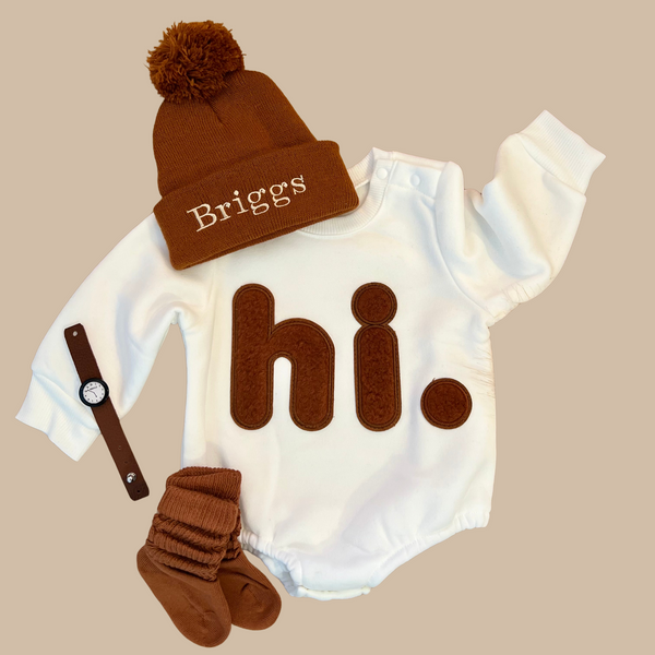 "hi" bubble romper